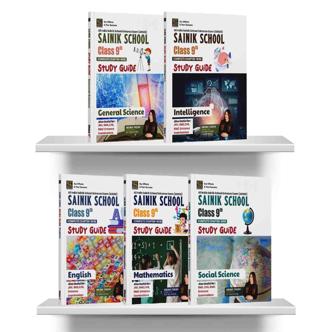 5-Books Combo for AISSEE Sainik School 2026: Comprehensive Study Guides with 5100+ Practice Questions for Class 9 | Includes General Science, Social Science, Intelligence, English and Mathematics | Ideal for JNV, RMS, CHS, RIMC Exams